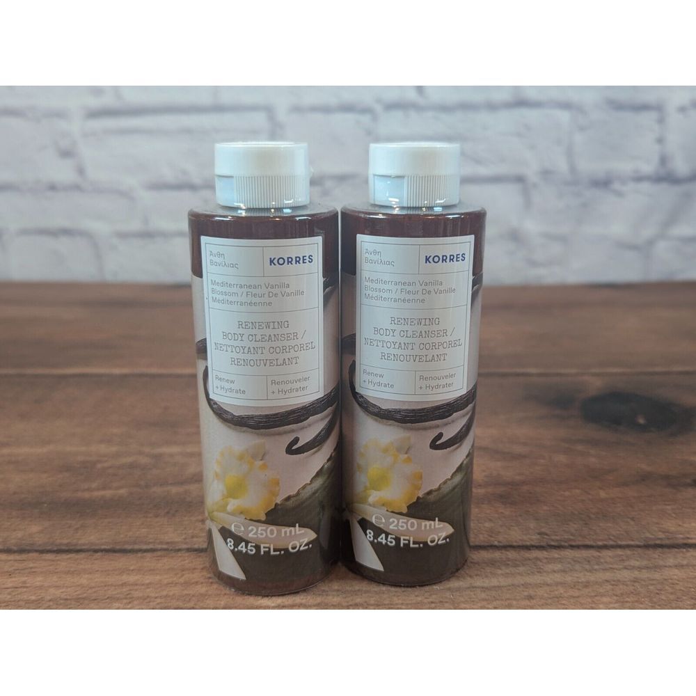 2 Korres Renewing Body Cleanser Mediterranean Vanilla Blossom 8.45 oz NEW SEALED